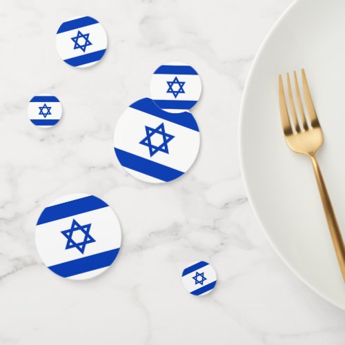 Table confetti with flag of Israel