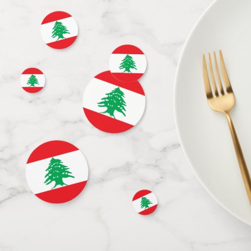 Table confetti with flag of Lebanon