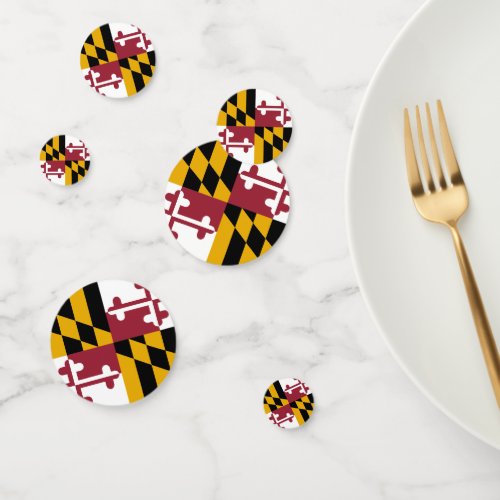 Table confetti with flag of Maryland USA