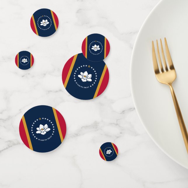 Table confetti with flag of Mississippi State, USA (Group)