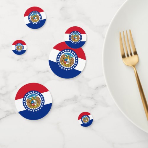 Table confetti with flag of Missouri