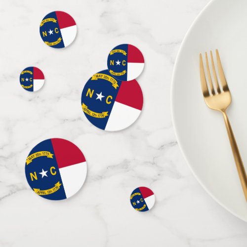 Table confetti with flag of North Carolina