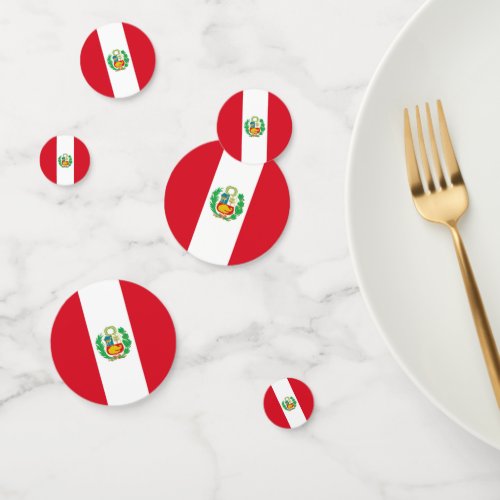 Table confetti with flag of Peru