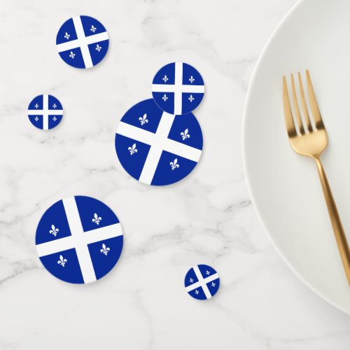 Table confetti with flag of Quebec Canada