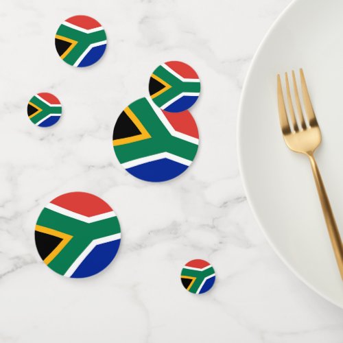 Table confetti with flag of South Africa