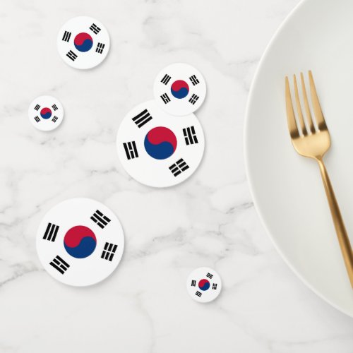 Table confetti with flag of South Korea
