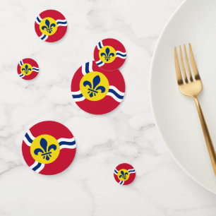 Table confetti with flag of St. Louis, Missouri