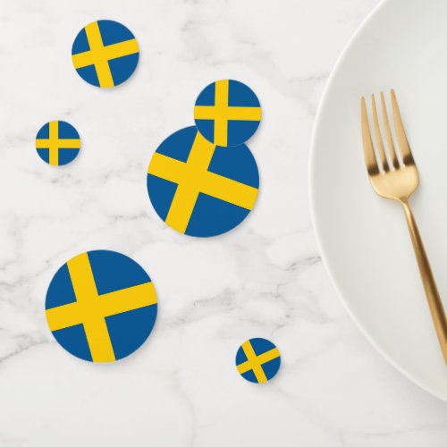 Table confetti with flag of Sweden