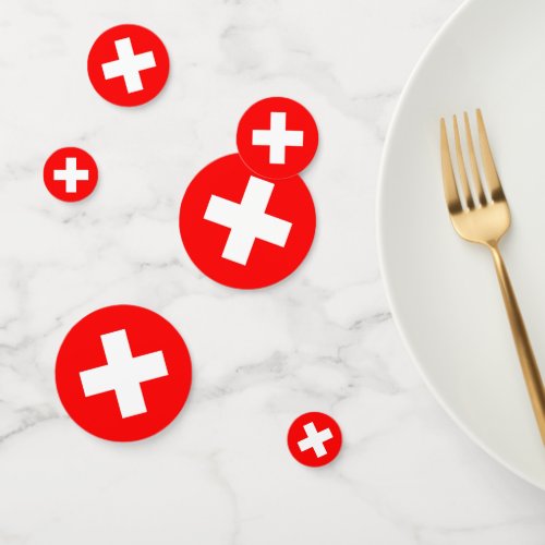 Table confetti with flag of Switzerland
