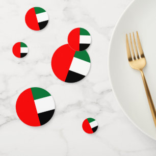 Table confetti with flag of UAE