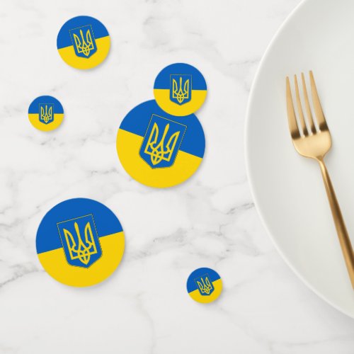 Table confetti with flag of Ukraine