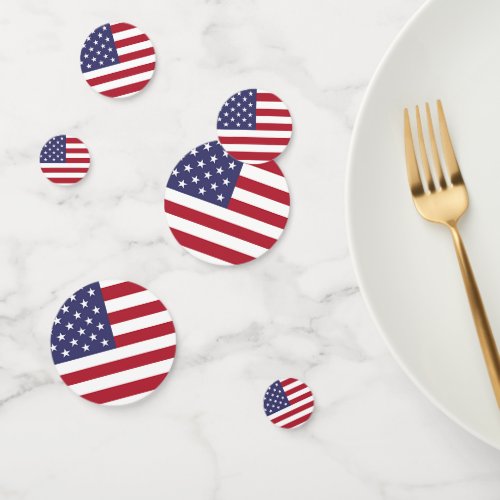 Table confetti with flag of USA