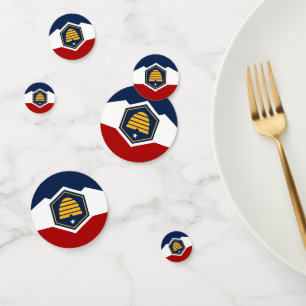 Table confetti with flag of Utah State, USA