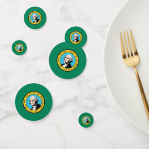 Table confetti with flag of Washington