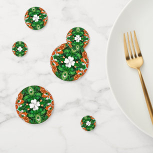 Table confetti with Irish Colors Clover Leaf