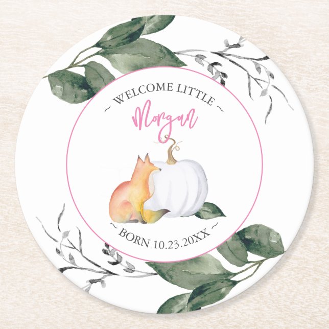 Table Decorations Autumn Baby Shower Round Paper Coaster (Front)