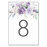Table Eight Watercolor Purple Floral Wedding Table Number