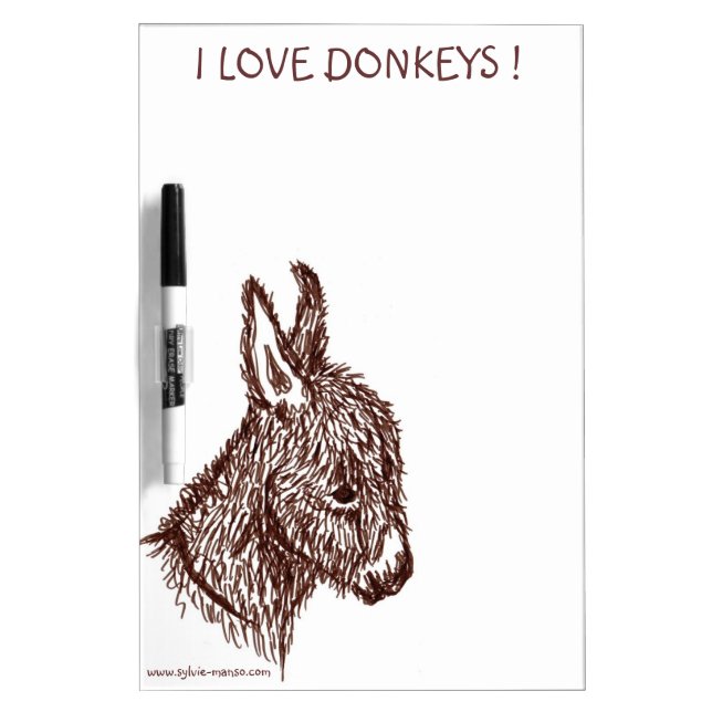 Table Erasable I LOVE DONKEYS Dry Erase Board (Front)