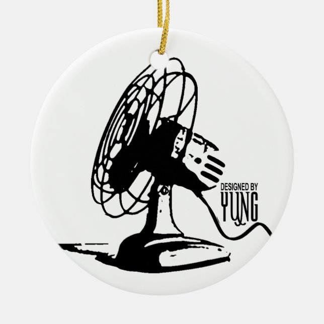 Table Fan Ceramic Ornament (Front)