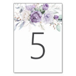 Table Five Watercolor Purple Floral Wedding Table Number