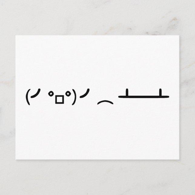 Table Flip Flipping Ascii Emoticon Postcard (Front)