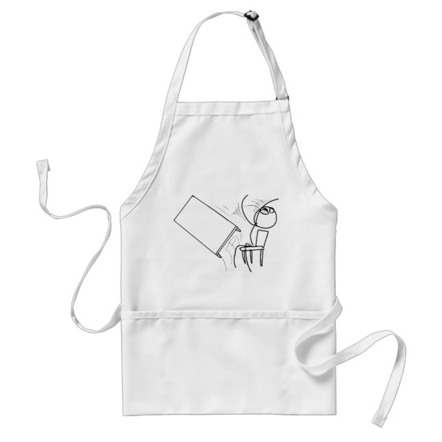 Table Flip Flipping Rage Face Meme Adult Apron (Front)