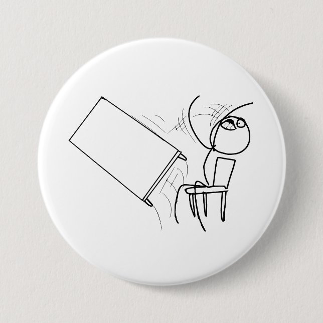 Table Flip Flipping Rage Face Meme Button (Front)