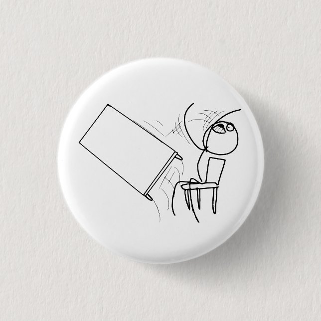 Table Flip Flipping Rage Face Meme Button (Front)
