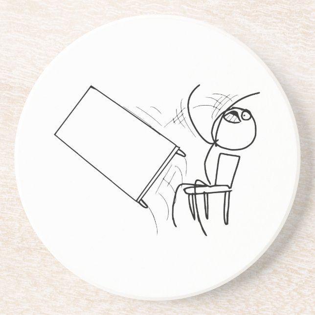 Table Flip Flipping Rage Face Meme Drink Coaster (Front)
