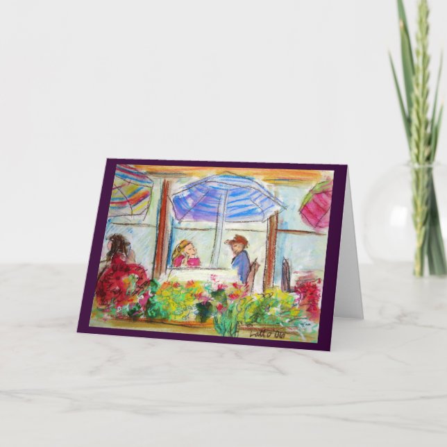 Table for Two Greeting Card (Pike Place Seattle) (Front)