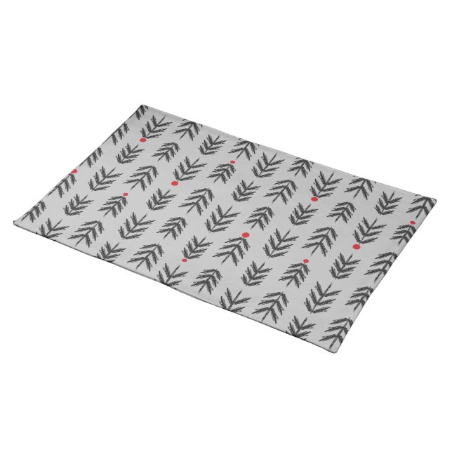 Table Gran - red on grey bottom Cloth Placemat (On Table)