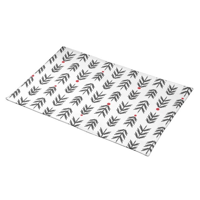 Table Gran - red on white bottom Cloth Placemat (On Table)