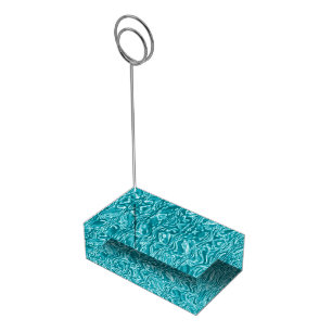 Table Holder-Silk Faux Cyan Blue Number Holder
