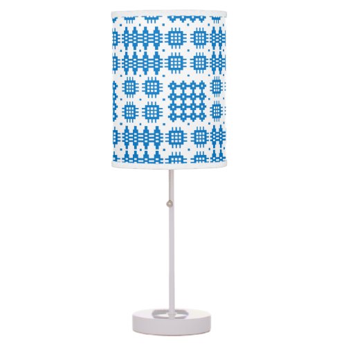 Table Lamp Welsh Tapestry Pattern Bright Blue Table Lamp