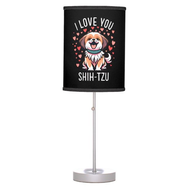 Table Lamp - With Drawing I Love Shih-Tzu (Front)