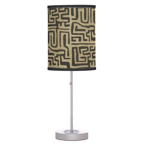 table lamp with mud cloth motif on shade