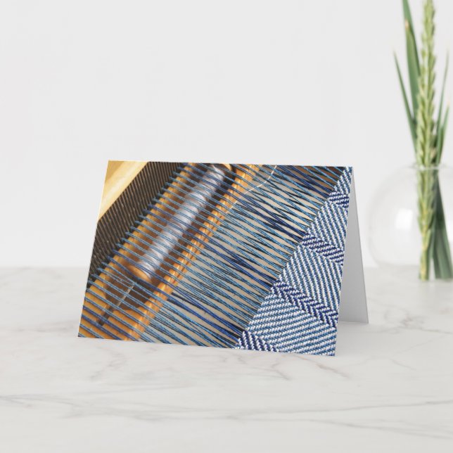 Table Loom with weaving project Card (Front)