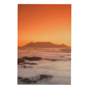 Table Mountain At Sunset, Bloubergstrand Wood Wall Decor