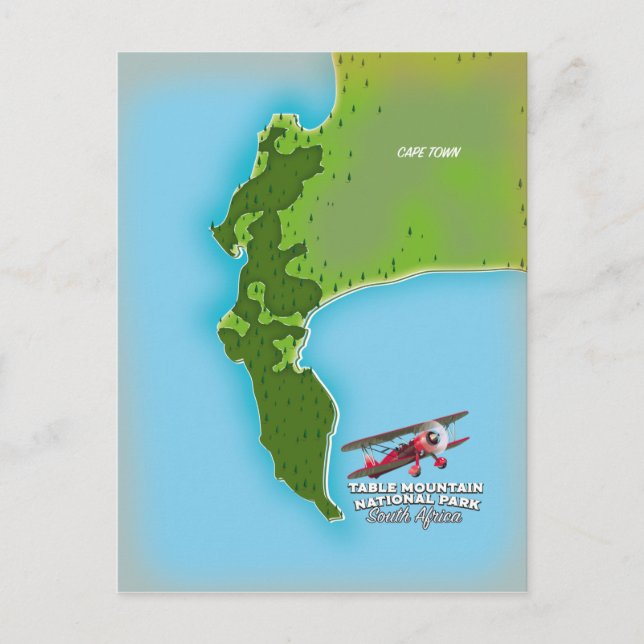 Table Mountain National Park South Africa map Postcard (Front)