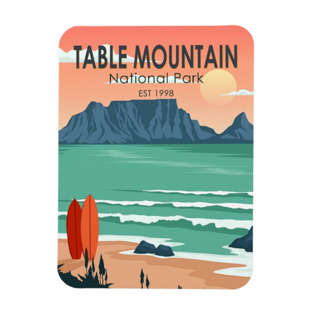 Table Mountain National Park South Africa Vintage Magnet (Vertical)