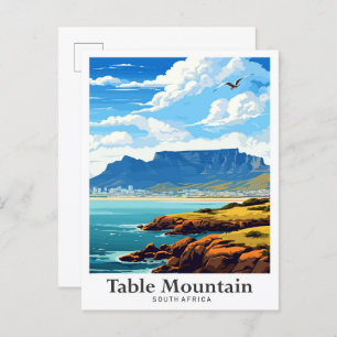 Table Mountain South Africa Travel Illustration Postcard
