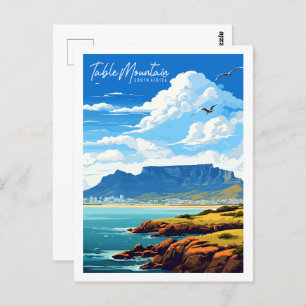 Table Mountain South Africa vintage travel place Postcard