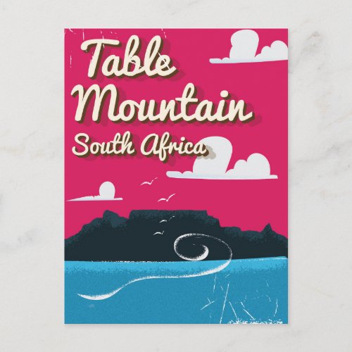 Table Mountain South Africa Vintage travel poster Postcard