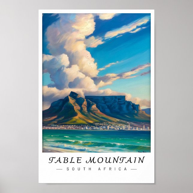 Table Mountain South Africa Wall Art, Cape Town Po Poster (Front)