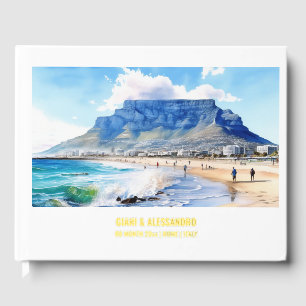 Table mountain watercolor cape town South Africa Foil Guest Book