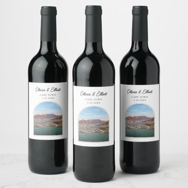 Table Mountain Wedding Favor Personalized Wine Label (Bottles)