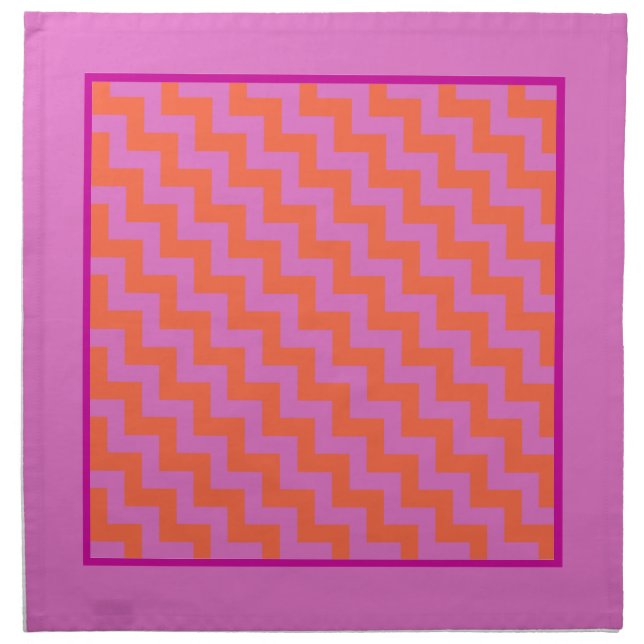 Table Napkins, Magenta and Orange Chevrons Napkin (Front)
