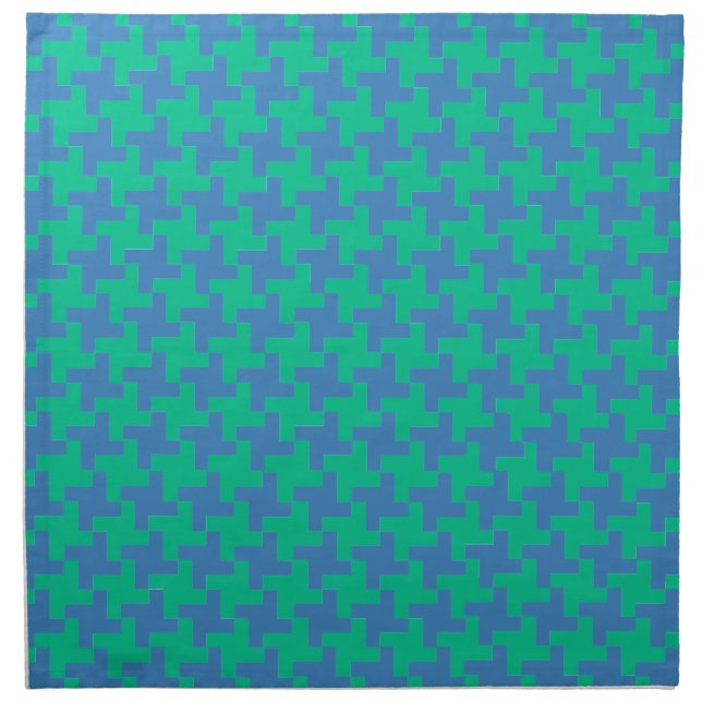 Table Napkins or Serviette Emerald and Bn Dogtooth (Front)