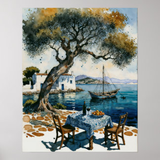 Table next to the sea poster