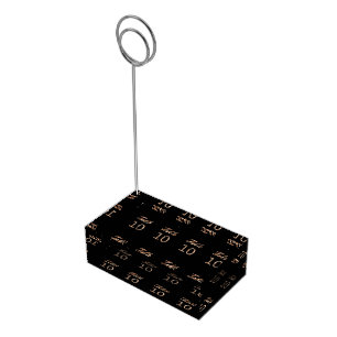 Table Number 10 Black Gold Elegant Typography Card Holder